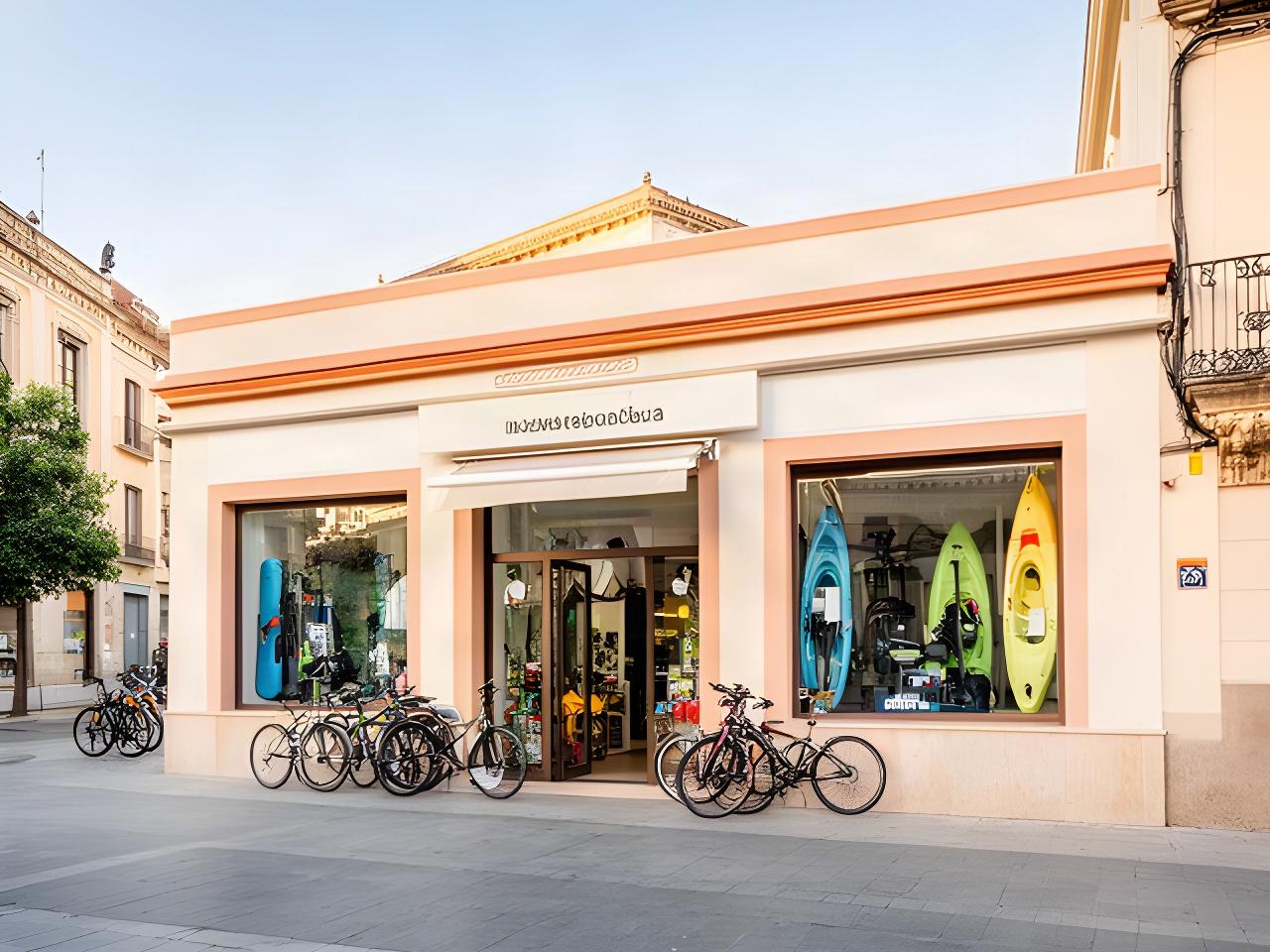 Fachada de la tienda de alquiler de equipo exterior en la Calle de Méjico, Guadalajara
